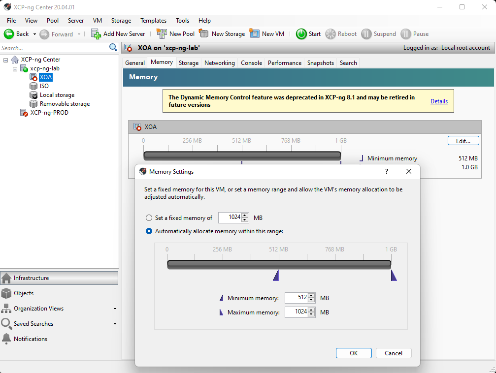 Adjusting XenOrchestra memory utilization