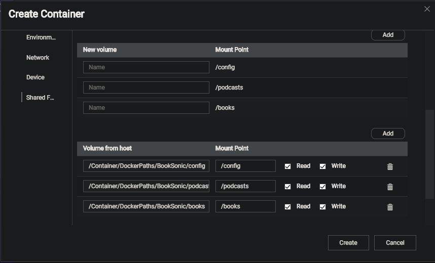 Booksonic on QNAP configure CPU and memory