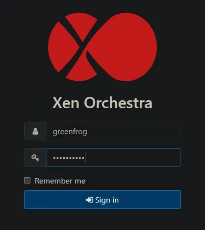 Login to Xen Orchestra