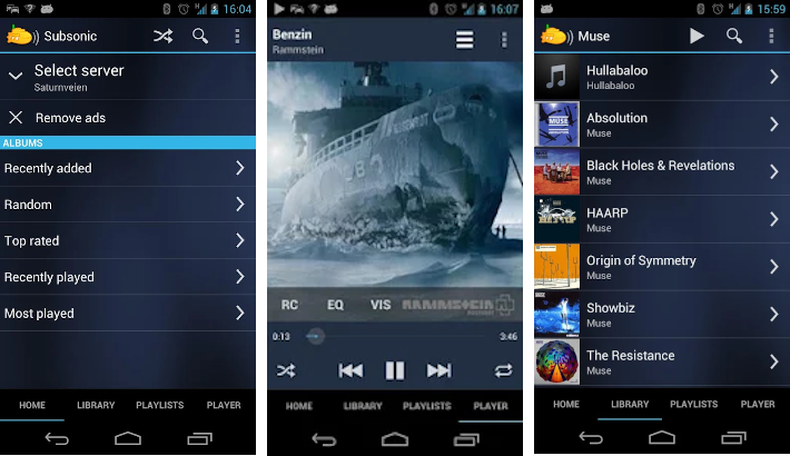 Subsonic App main screen